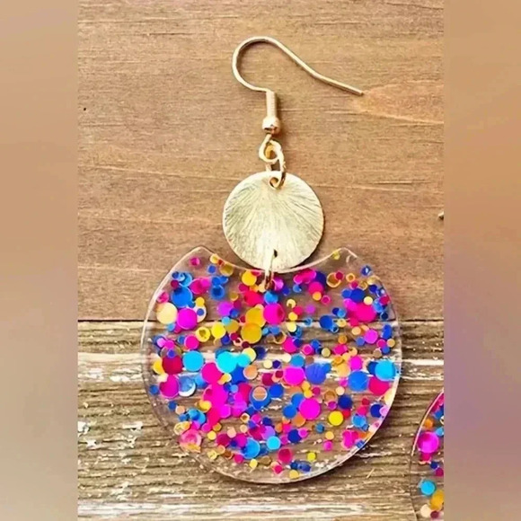 Colorful Confetti Drop Earrings - Picture 1 of 3